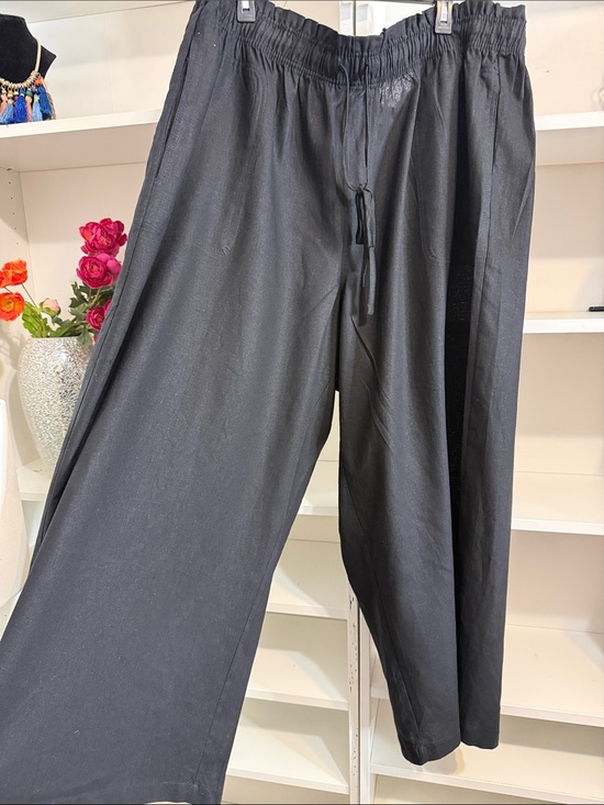 Ava & Viv Pants - AVA & VIV BLACK LINEN WIDE LEG PANTS 3X NEW •